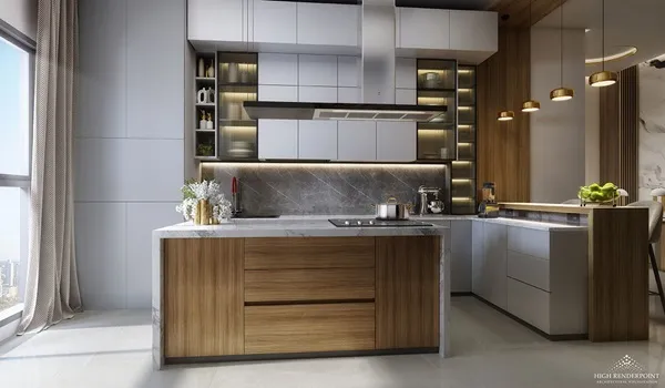 Modern modular kitchen at Sattva Aaranya 3 BHK apartment